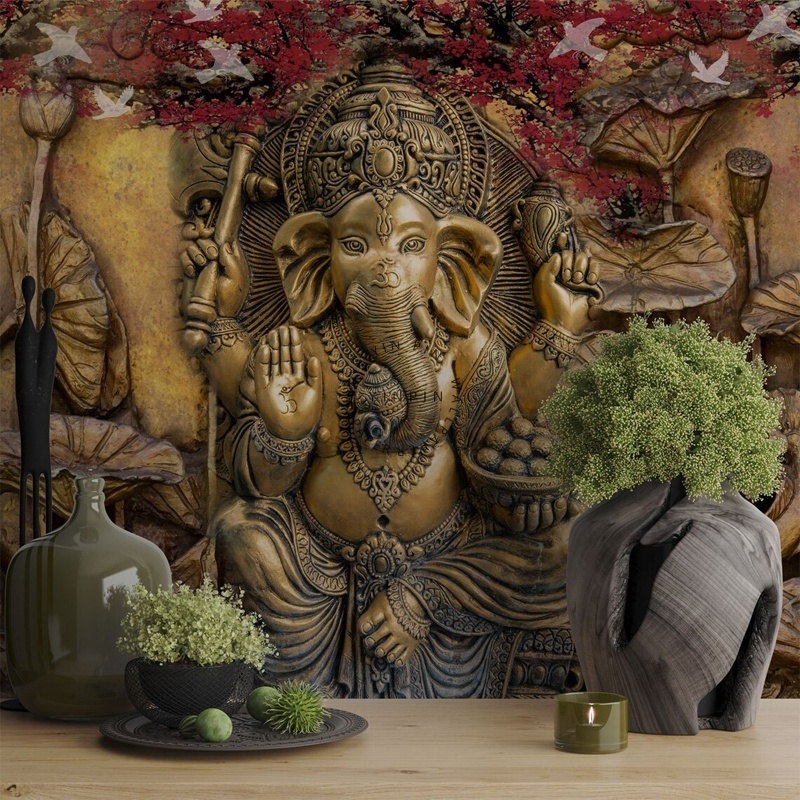 Hindu God Ganesha wallpaper 3D Hindu style wall posters peel and stick murals