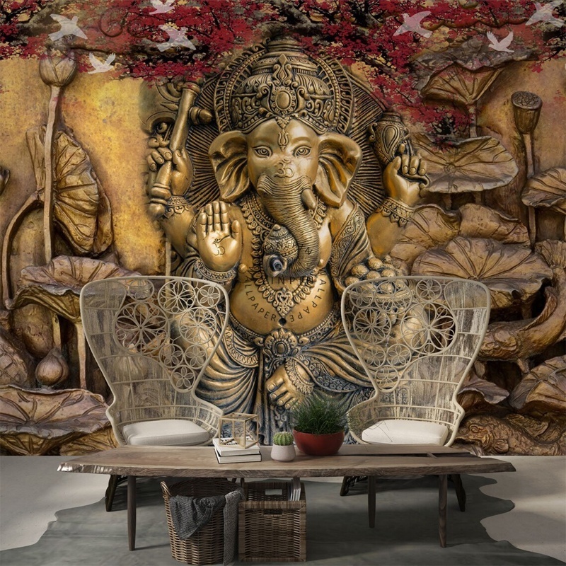 Hindu God Ganesha wallpaper 3D Hindu style wall posters peel and stick murals