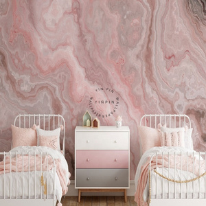 Pink agate marble girl room wallpaper Princess pink mural