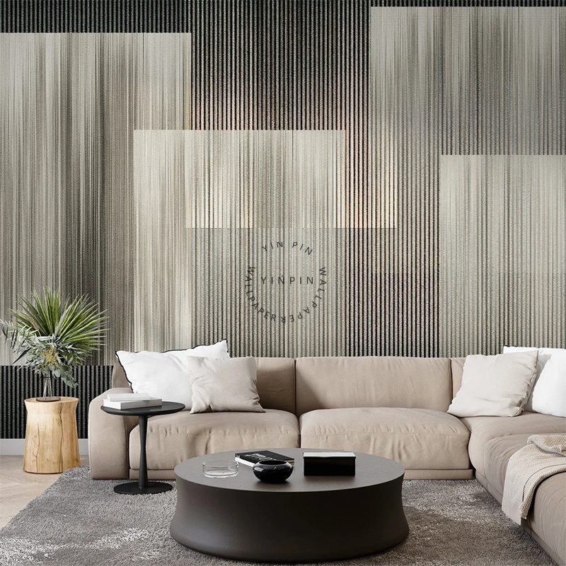 Modern geometric line art wall peel and stick custom wallpaper mural