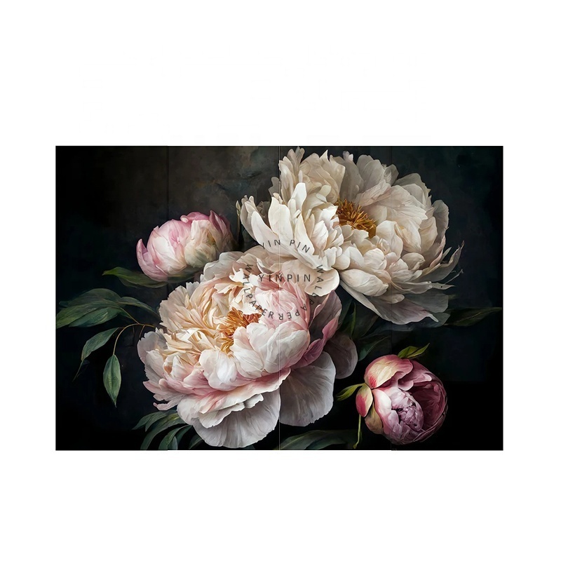 Beautiful dark peony floral wall paper peel and stick wallpaper