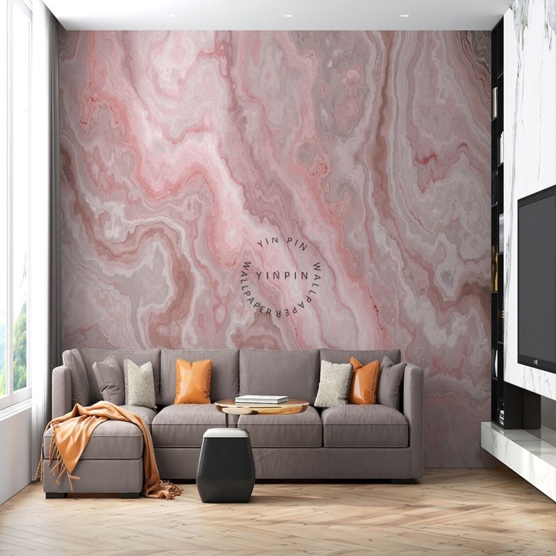 Pink agate marble girl room wallpaper Princess pink mural