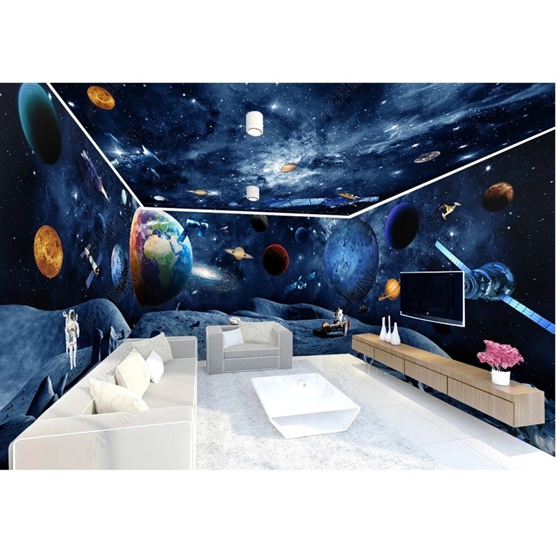 Self-designed space astronaut planet beautiful whole house background 3D wallpaper