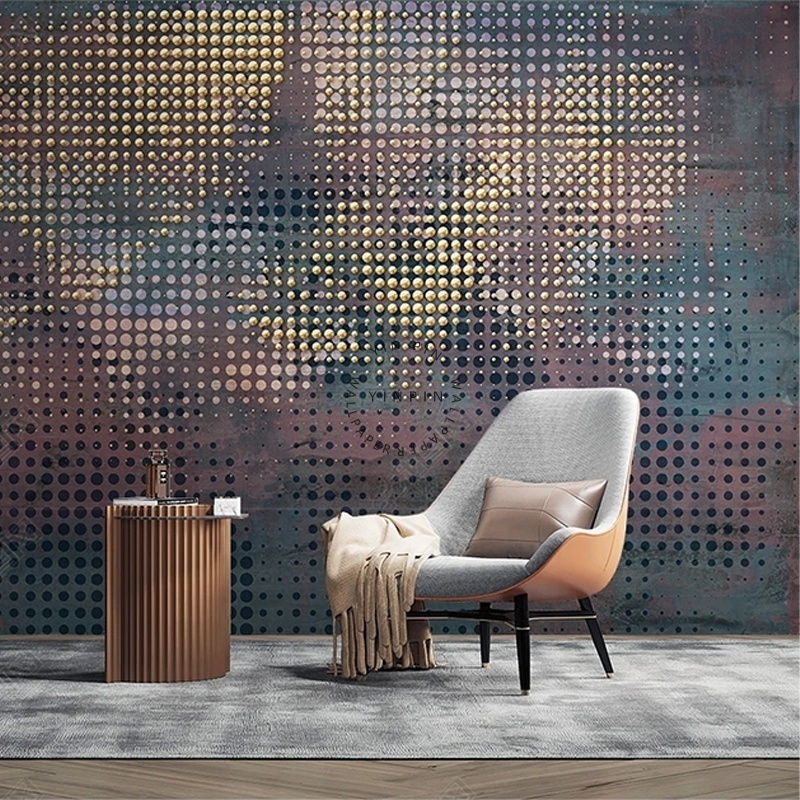 Minimalist polka dot 3d mural wallpaper for living room