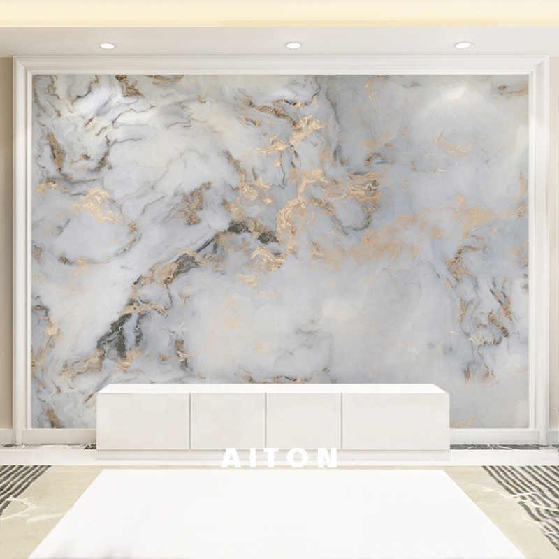 3D wallpaper gold wire marble wall living room TV background wall sofa bedroom decoration