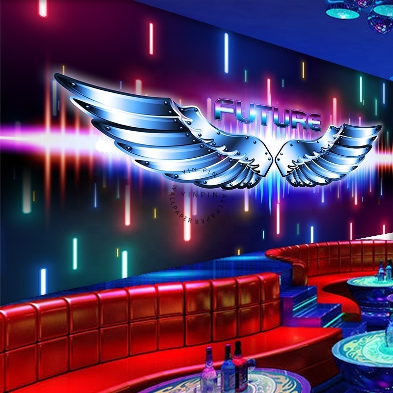 KTV decoration dedicated luminous technology sense 3D wings nightclub wallpaper