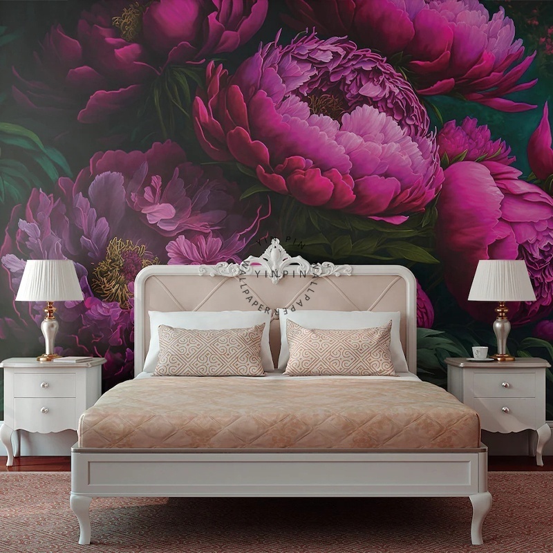 Magenta peony wallpaper peel and stick waterproof wall paper