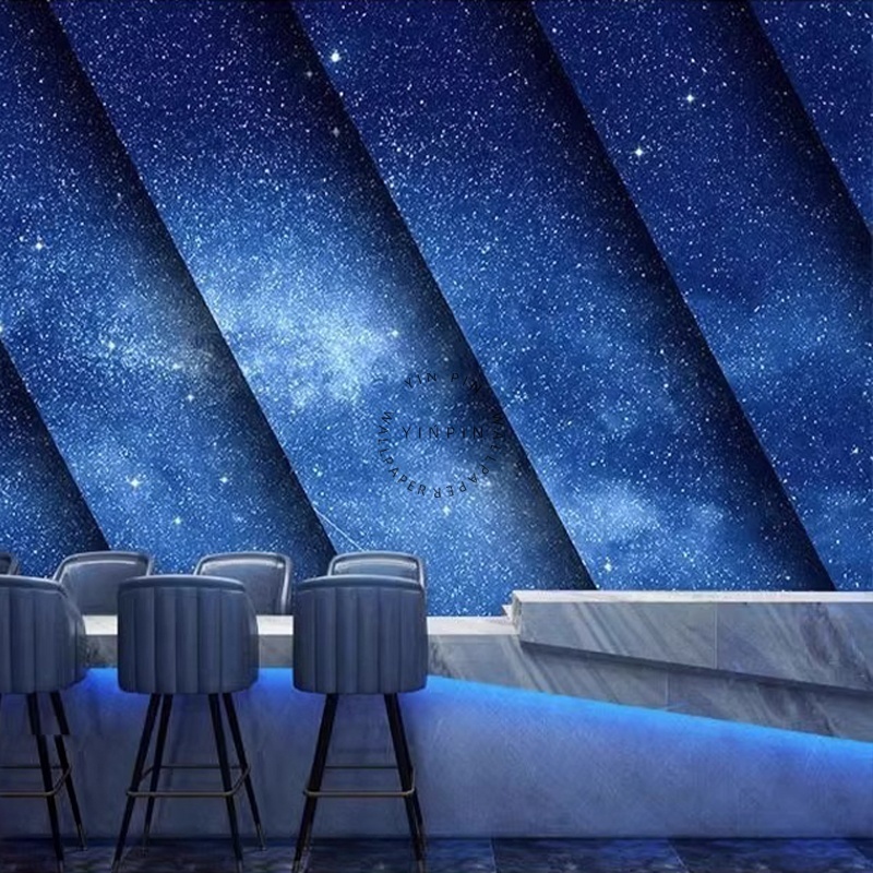 Blue and purple starry sky technology galaxy 3D wallpaper mural home decoration