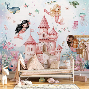 Mermaid nursery underwater wall mural wallpaper sticker 3d wall paper