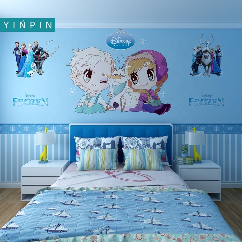 Blue frozen custom waterproof 3d wallpaper  for children's room