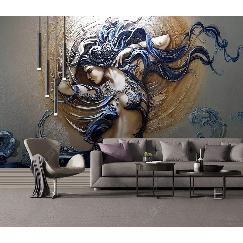 Modern women art 5d 8d mural custom wall papers textured wallpaper home decor