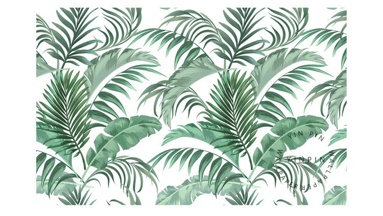 Green banana leaf wallpaper living room and bedroom palm leaf self-adhesive mural