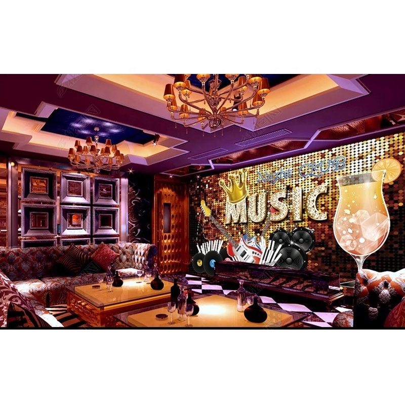 Self-designed trendy cool music style bar KTV background mural wallpaper