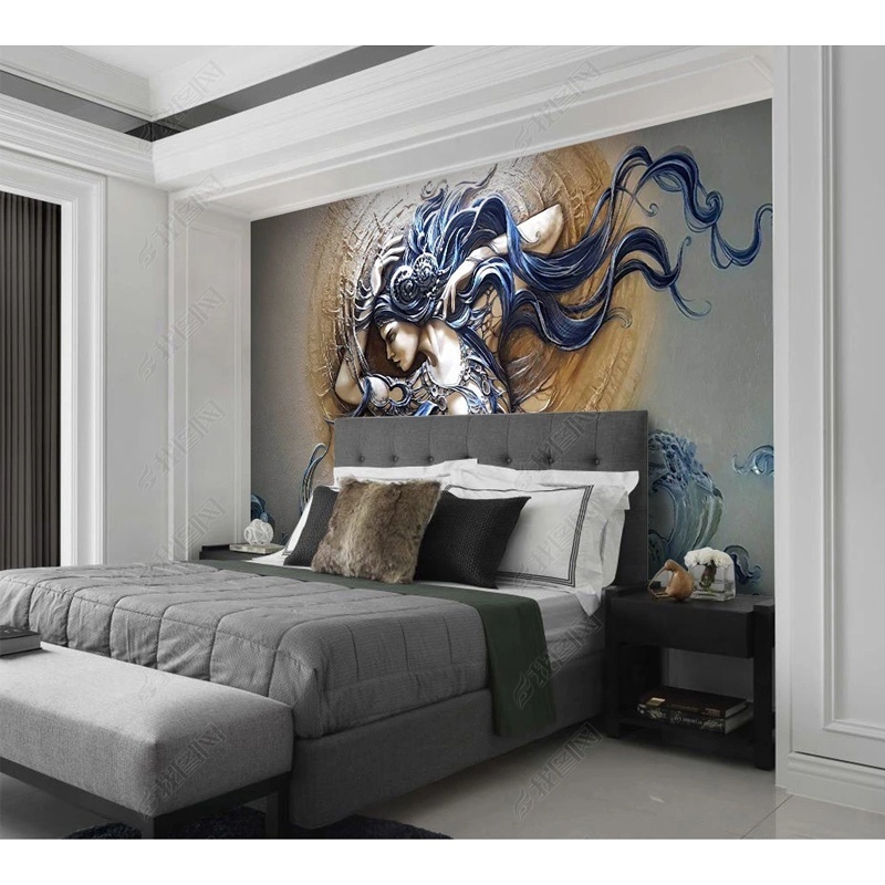 Modern women art 5d 8d mural custom wall papers textured wallpaper home decor