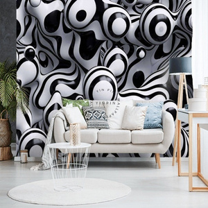 Black and white drop wallpaper peeling and pasting customized 3D photos living room decoration murals