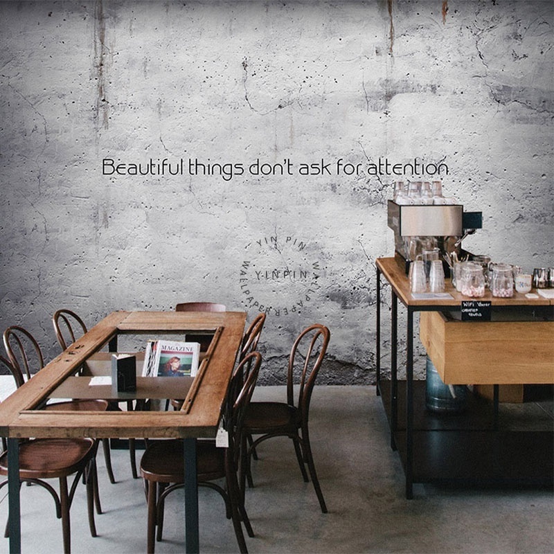 Retro industrial style cement brick pattern restaurant mural decoration wallpaper