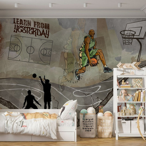 Basketball self-adhesive wall paper sticker wallpaper for boy room