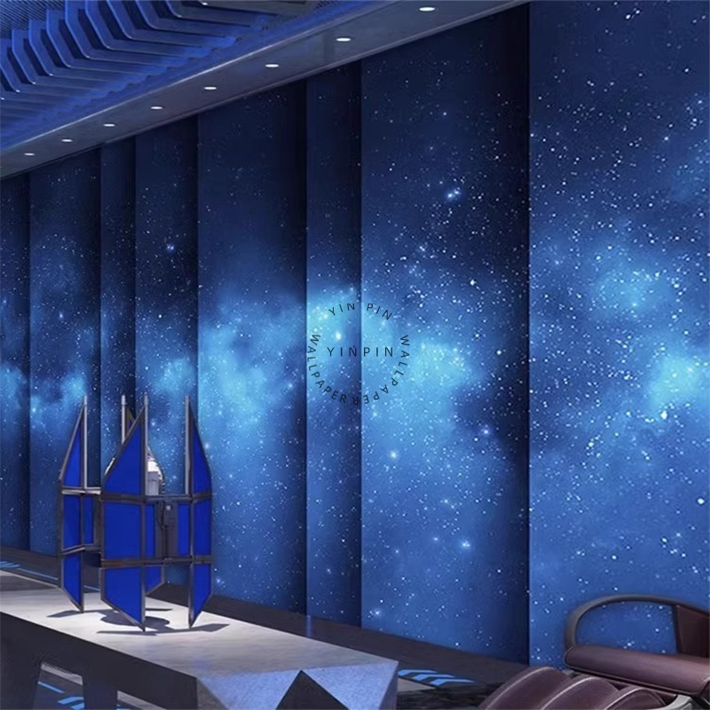 Blue and purple starry sky technology galaxy 3D wallpaper mural home decoration