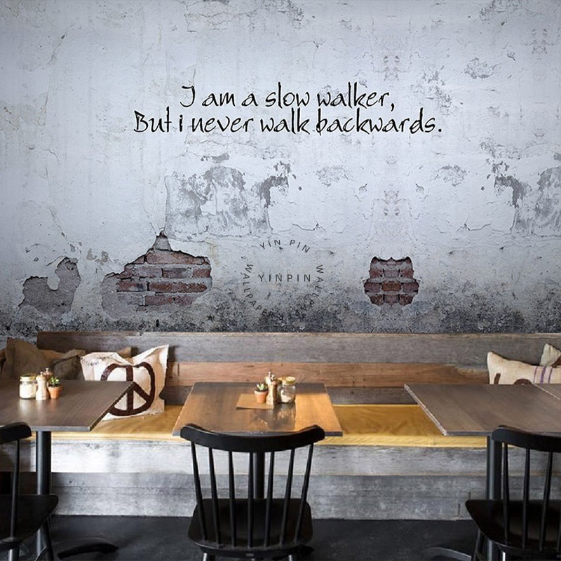 Retro industrial style cement brick pattern restaurant mural decoration wallpaper