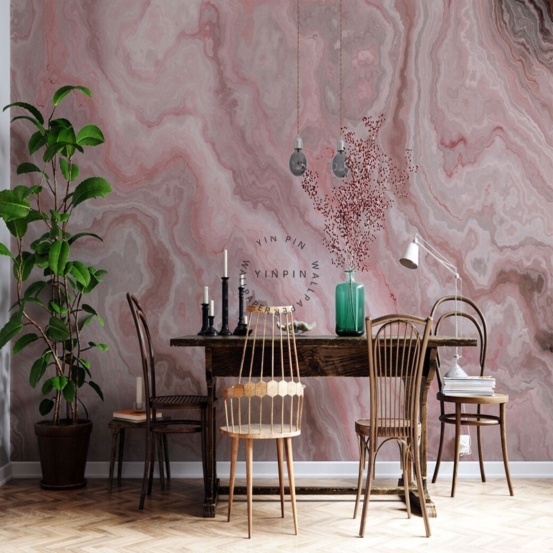 Pink agate marble girl room wallpaper Princess pink mural