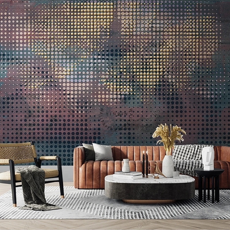 Minimalist polka dot 3d mural wallpaper for living room