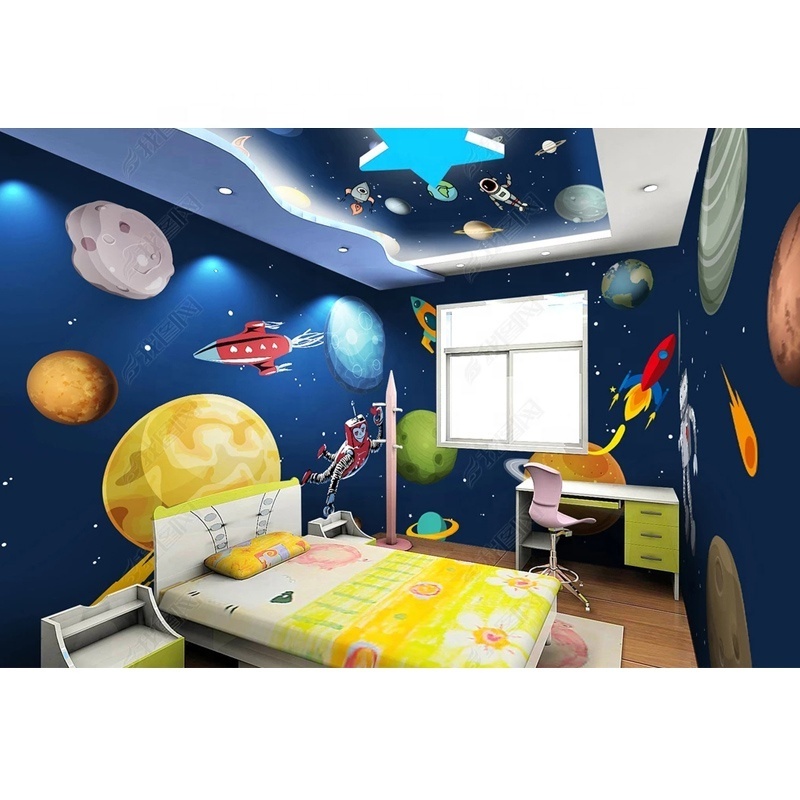 Self-designed space astronaut planet beautiful whole house background 3D wallpaper