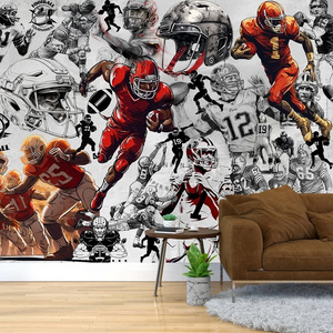 American football graffiti wall paper peel and stick wallpaper