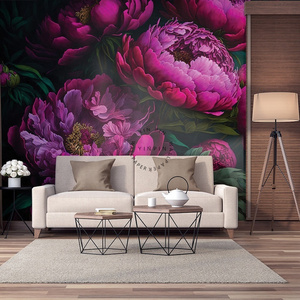 Magenta peony wallpaper peel and stick waterproof wall paper