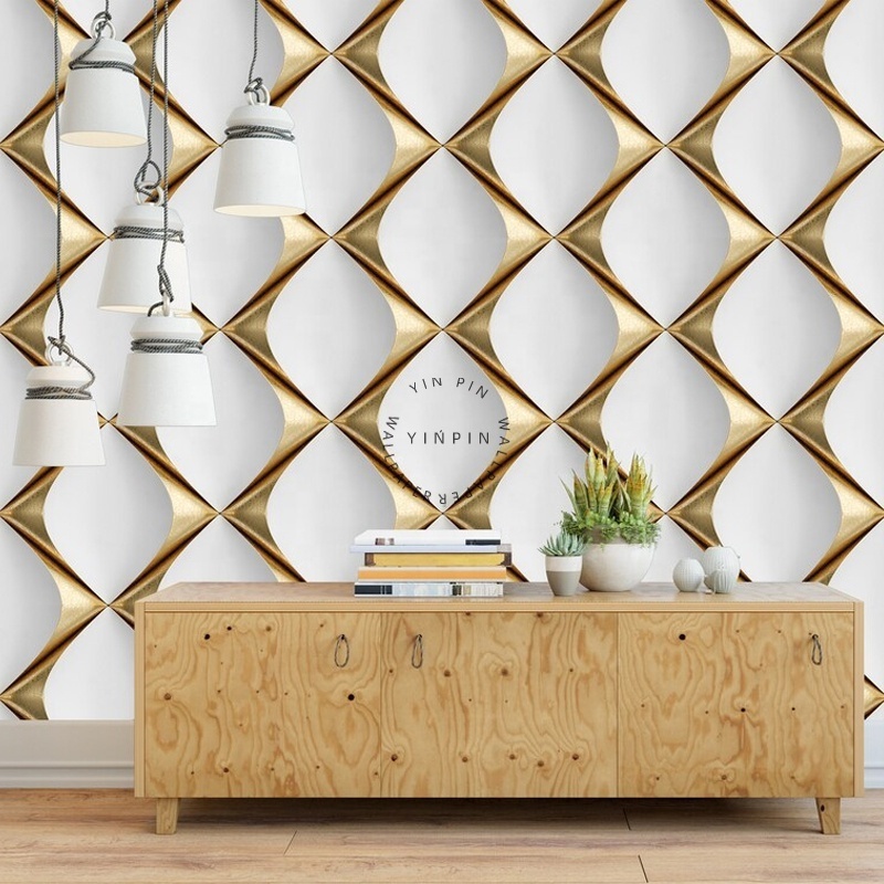 Wall Mural Made Of White Background With Golden Decorative Elements Peel And Stick  Non Woven Wallpaper Wall Decor