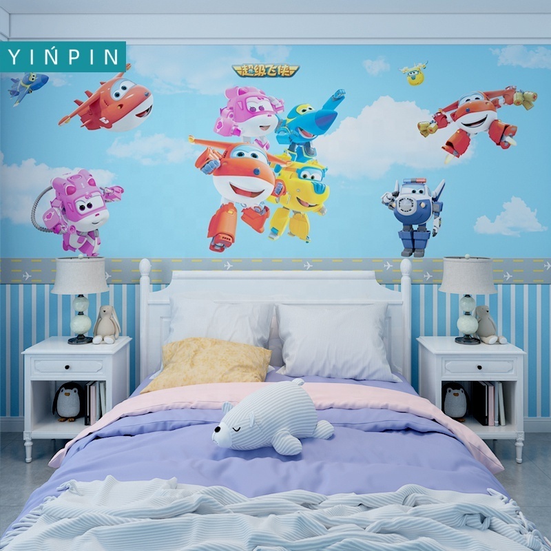 New trend blue cartoon custom 3D mural wallpaper decorate for boy room