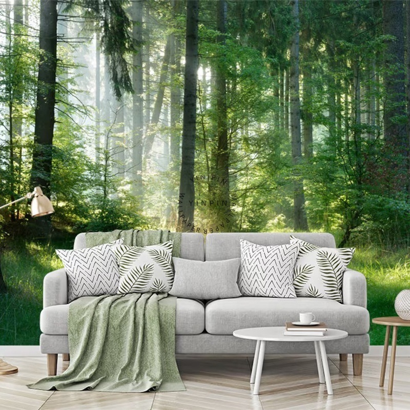 Forest of spruce trees removable self adhesive wallpaper peel and stick wall mural