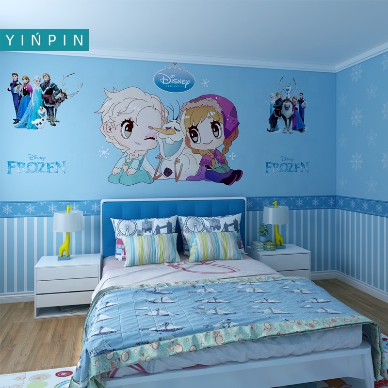 Blue frozen custom waterproof 3d wallpaper  for children's room