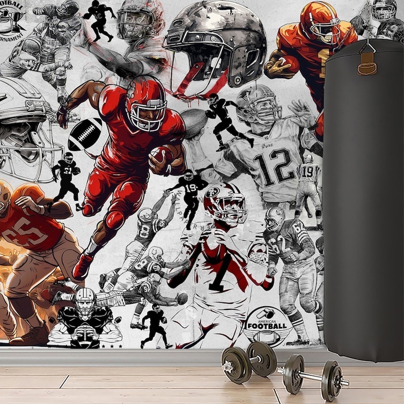 American football graffiti wall paper peel and stick wallpaper