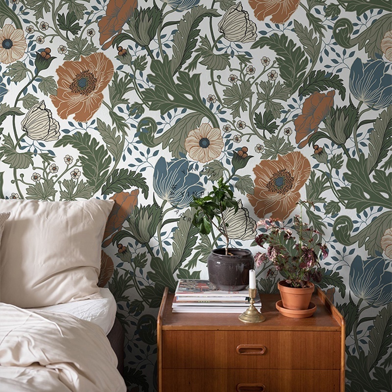 French countryside flowers peel and stick wallpaper custom mural