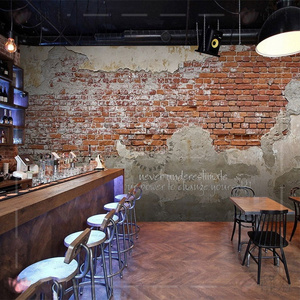 Retro industrial style cement brick pattern restaurant mural decoration wallpaper