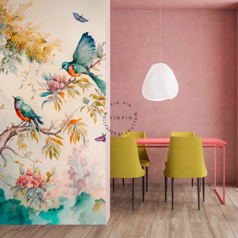 flower bird 3d self adhesive wallpaper background wall mural Wall decoration