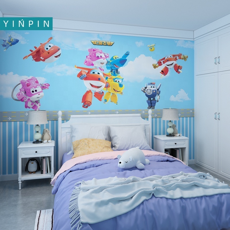 New trend blue cartoon custom 3D mural wallpaper decorate for boy room