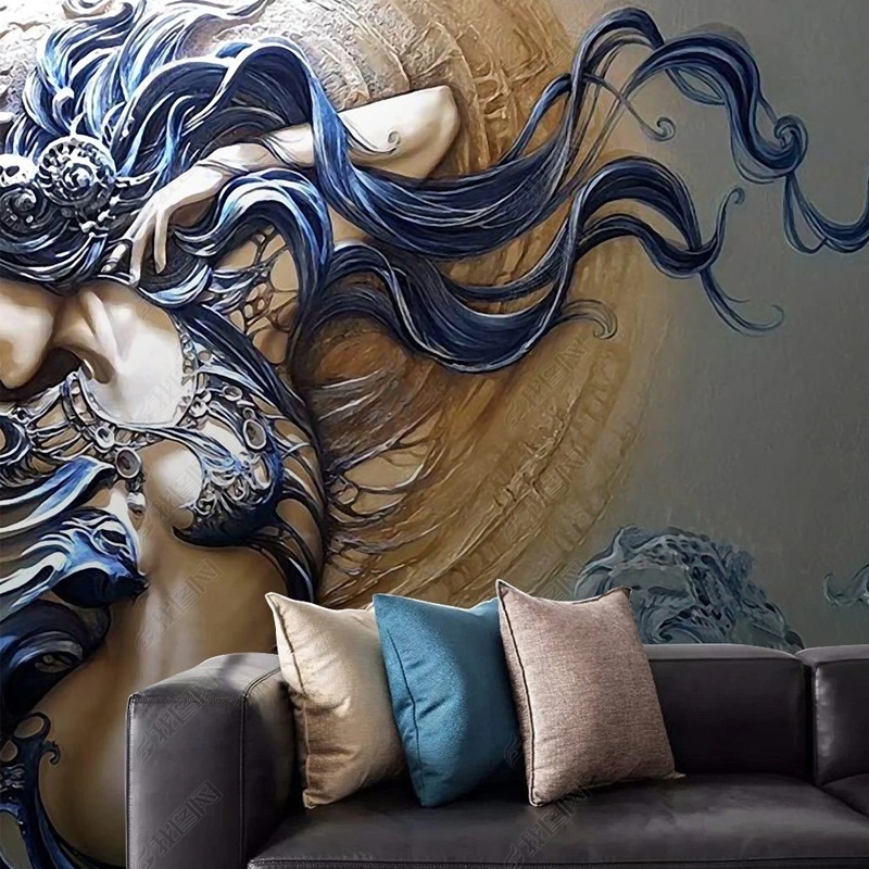 Modern women art 5d 8d mural custom wall papers textured wallpaper home decor