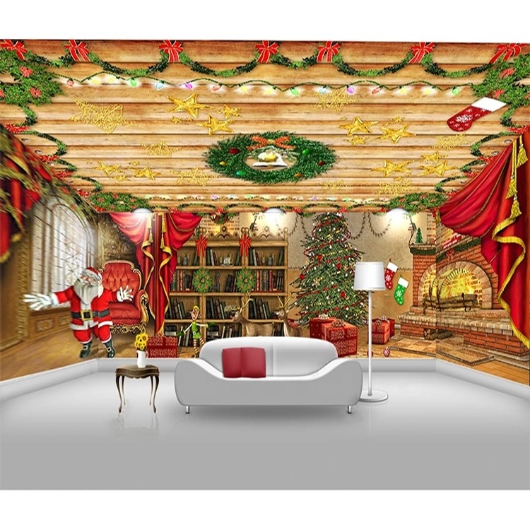 New year christmas 3D design wallpaper for living room decorative mural