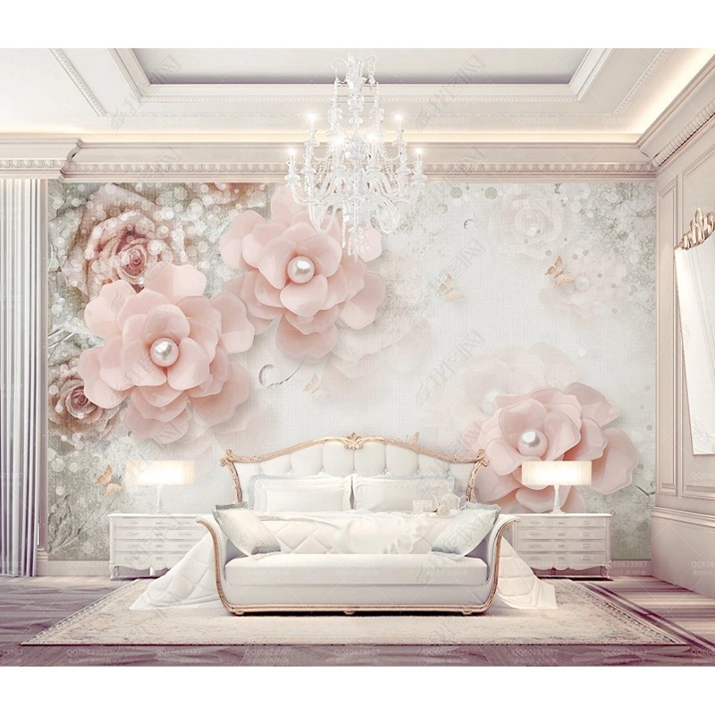 European pink flowers wallpaper 3d 5d 8d mural wall paper home wall decoration