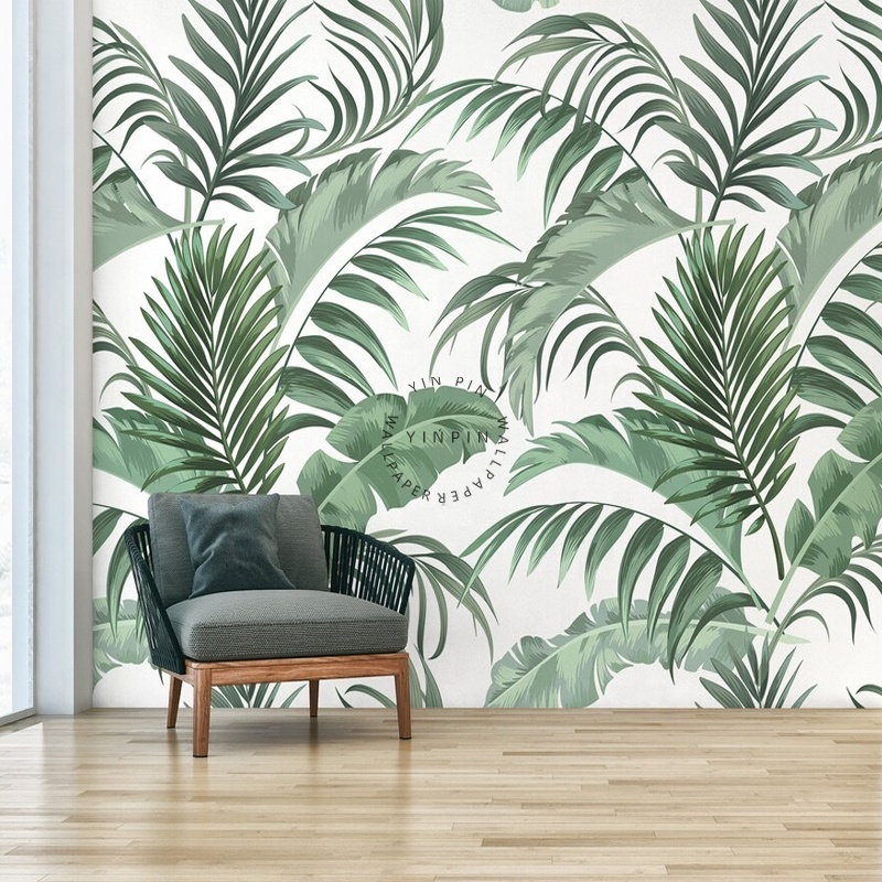 Green banana leaf wallpaper living room and bedroom palm leaf self-adhesive mural