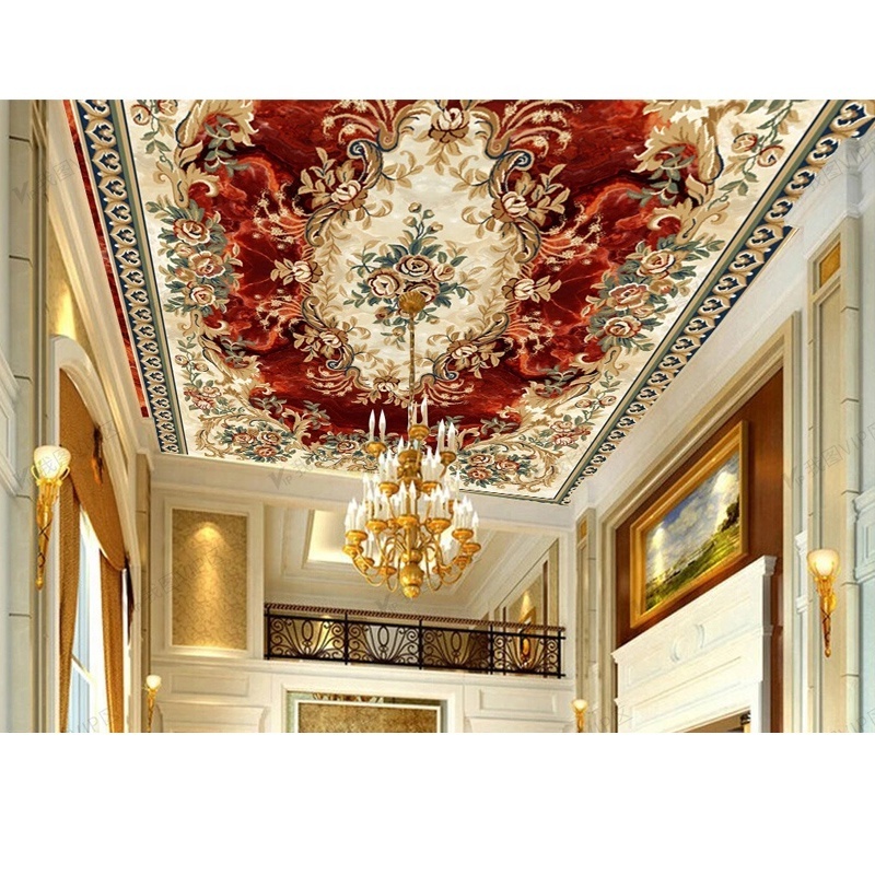 Customized European pattern ceiling for roof decoration 3D wallpaper