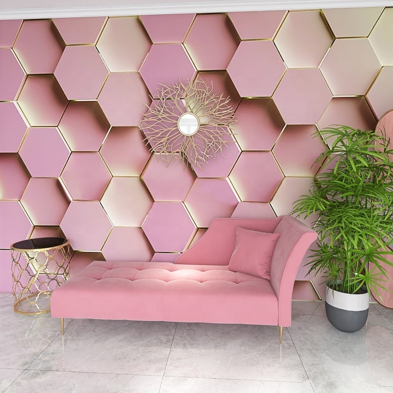 Custom Pink geometric diamond wallpapers/wall coating 3d wall paper mural home decoration