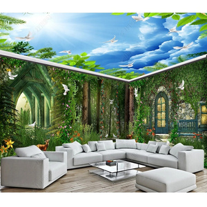 Customized green fantasy forest whole house background decoration 3D wallpaper