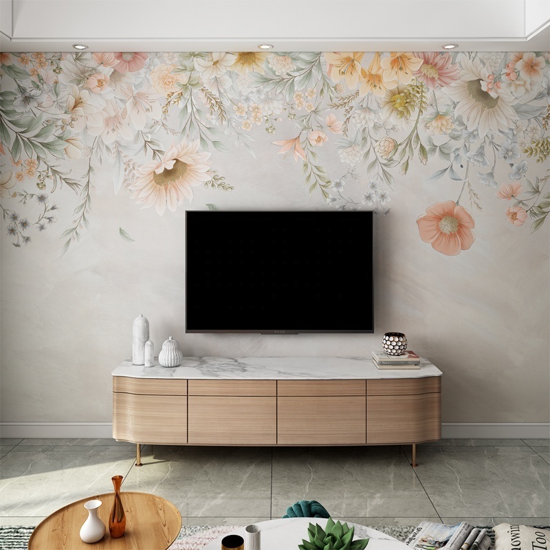 Rural Luxury Wallpaper Bedroom, Living Room, Flower TV Background Wall Customized Mural