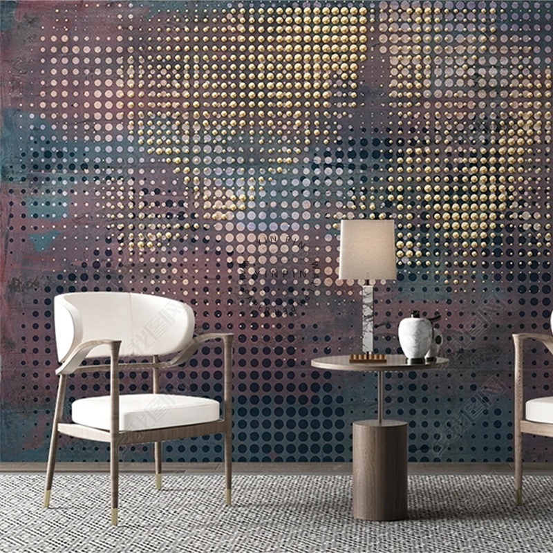 Minimalist polka dot 3d mural wallpaper for living room