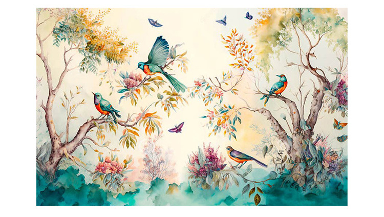 flower bird 3d self adhesive wallpaper background wall mural Wall decoration