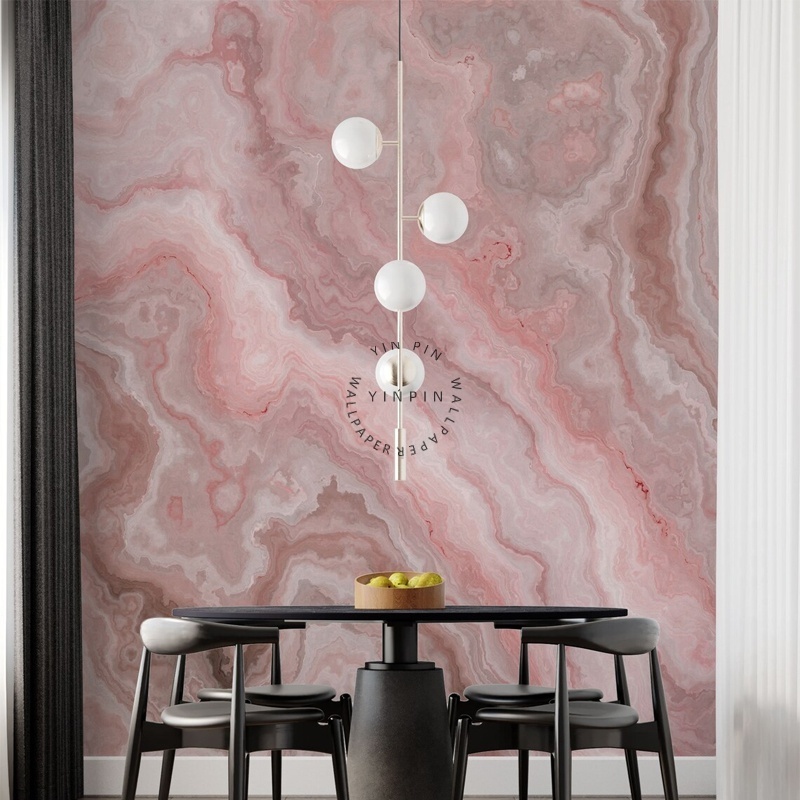 Pink agate marble girl room wallpaper Princess pink mural