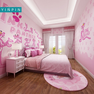 Hot cartoon pink panther custom mural wallpaper for children's room