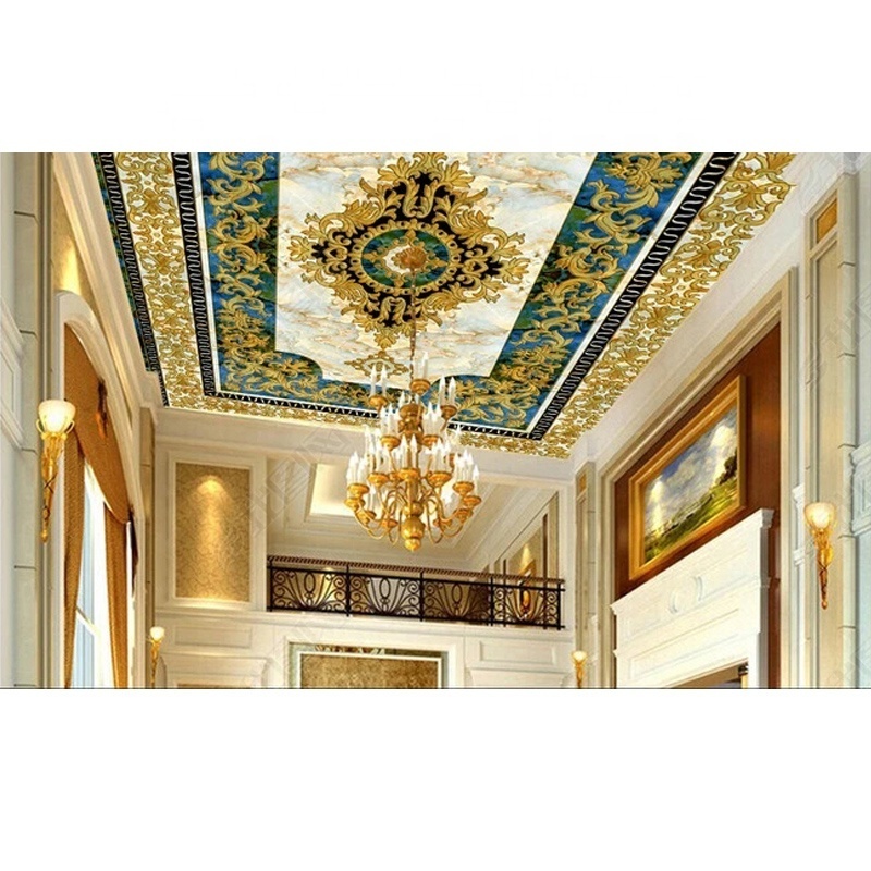 Customized European pattern ceiling for roof decoration 3D wallpaper